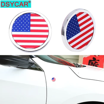 

DSYCAR 1Pcs Car Exterior Accessories America National Flag Sticker Metal MINI Round Emblem for Toyota Rover Dodge Skoda Audi