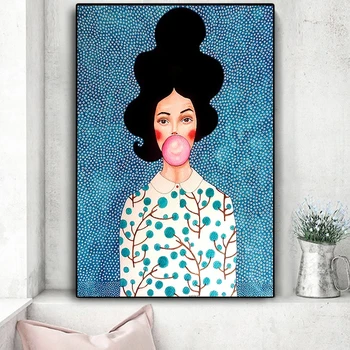 

Nordic Handdraw Characters Colorful Girl Oil Painting on Canvas Posters and Prints Wall Picture Art for Living Room Cuadros