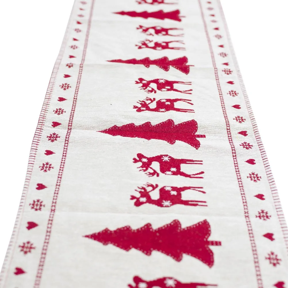 

Desktop Flag Christmas Decoration Cotton Linen Embroidered Crafts Home New Year Tapestry Party European Style Table Runner