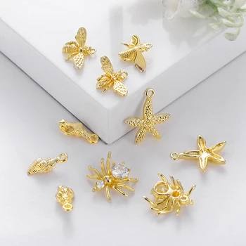 

2020 New Fashion Jewelry1PCS Accessories Handmade DIY Pendant Necklace Small Animal Starfish Spider Bee Conch Pendant