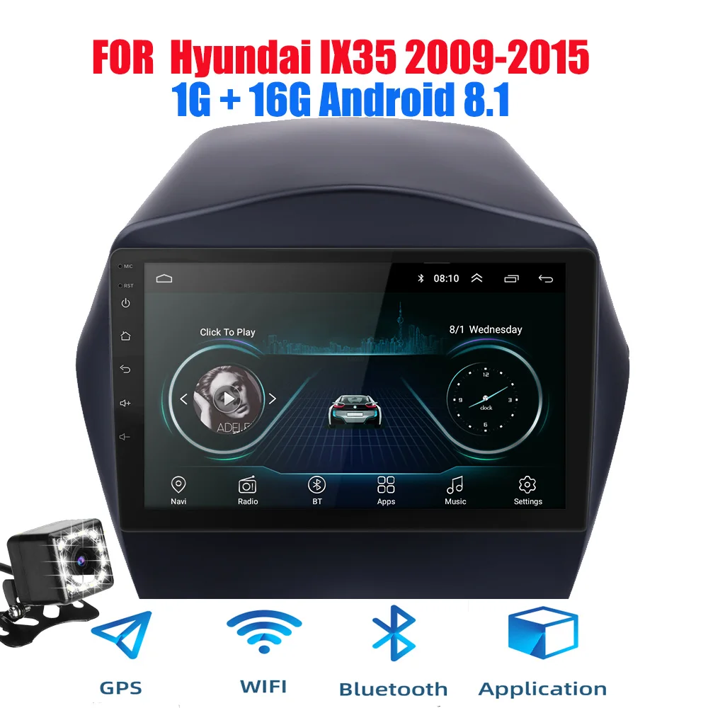 2din Android 9,0 Ouad Core PX6 Автомагнитола стерео для hyundai IX35 2009- gps Navi Аудио Видео плеер Wifi BT HDMI DAB - Цвет: Android 8(1G) CAM