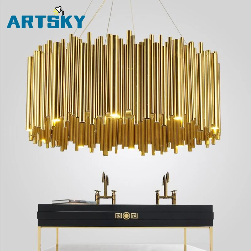 Итальянский дизайн золотой Delightfull Brubeck люстра из алюминиевого сплава трубчатая Подвесная лампа модный проектный светильник
