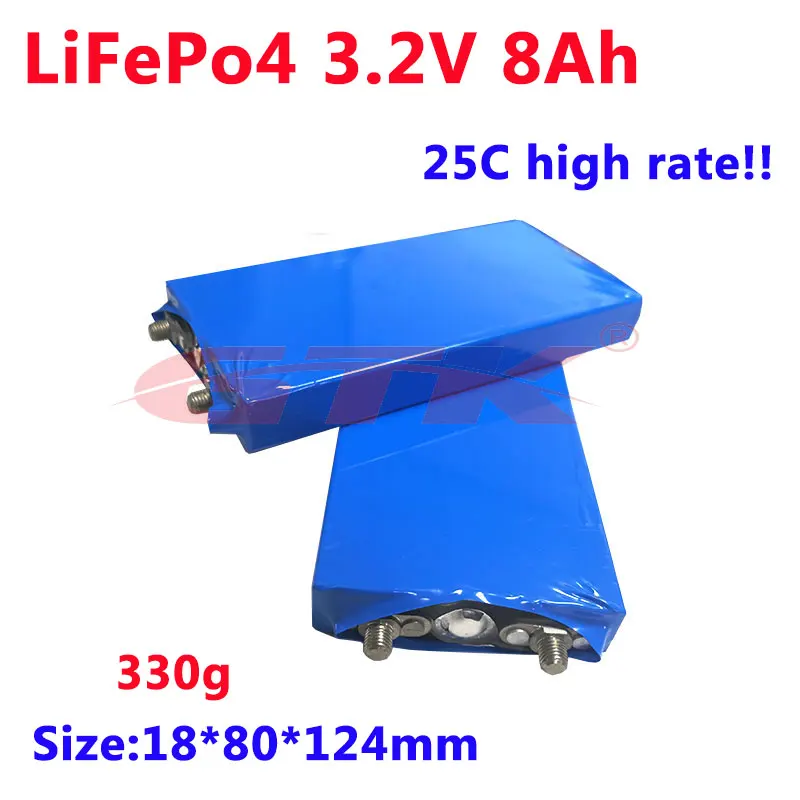 LiFePo4 3,2 v 8ah 25C разрядная литиевая батарея 25.6wh 3,2 v 8000mah 8C Быстрая зарядка LFP для хранения энергии мотор инвертор
