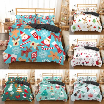 

Bo Niu Christmas Style 3D Bedding Set Duvet Cover Set Cartoon Bed Cover Comforter Cover Set 2/3pcs bedding Set Queen Size