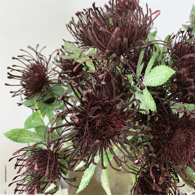 3 головки/ветка Leucospermum искусственные цветы для свадебного украшения Флорес Искусственные пластиковые искусственные цветы