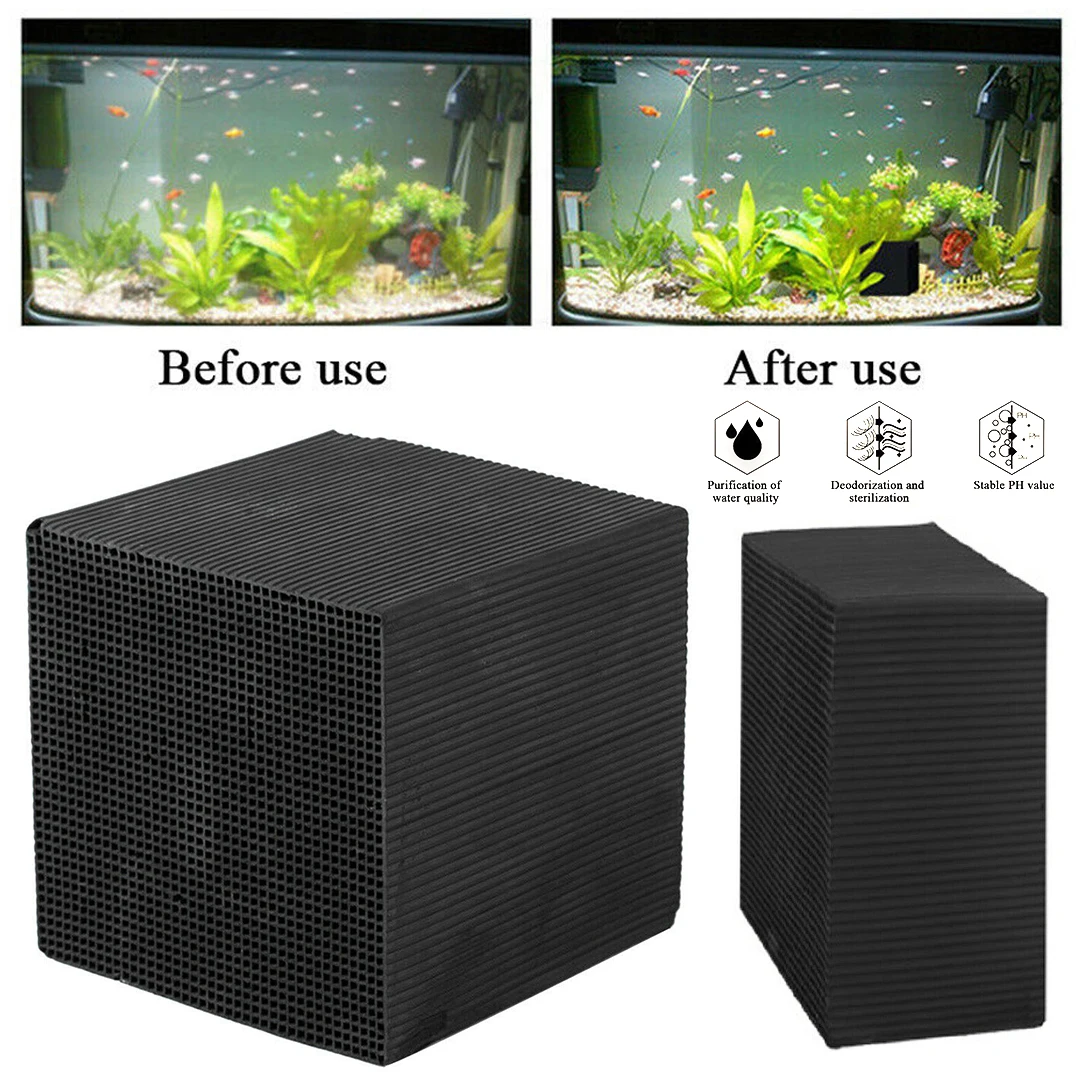 Fish Tank Water Purifier Cube Original Activated Carbon Filter Aquarium Activated Carbon Purifier Honeycomb Strong Adsorption