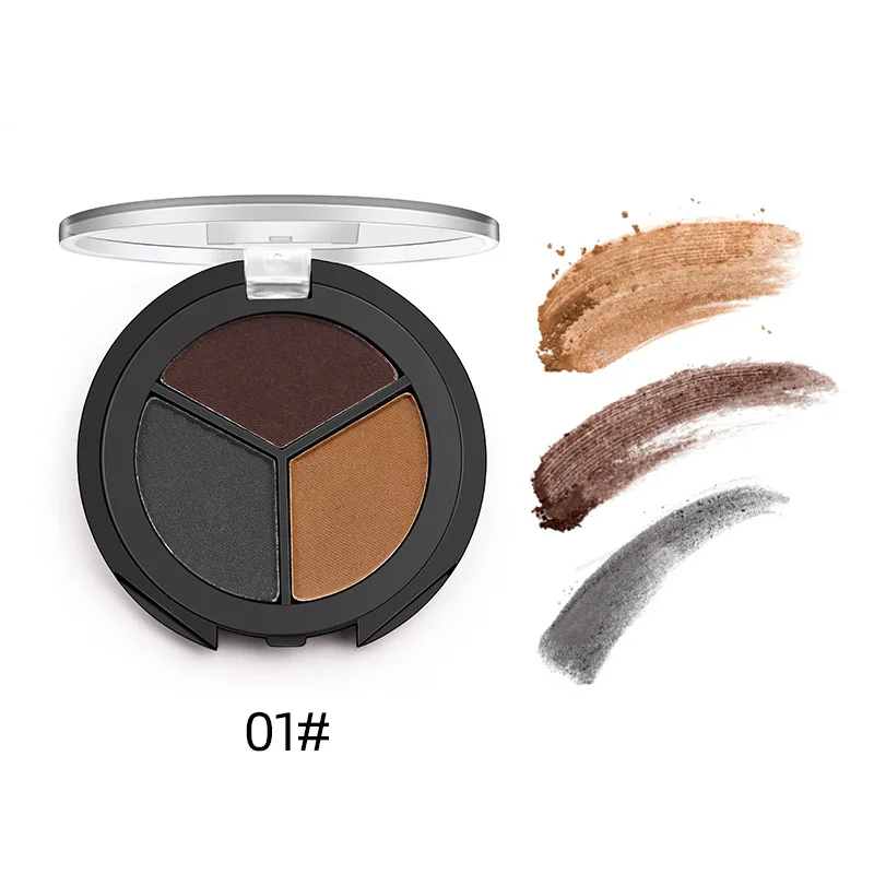 01 3 цвета, пудра для бровей, палитра для макияжа, двойной цвет, натуральный коричневый, усилители, 3D бровей, тени для век, набор для красоты с кистью - Цвет: 01