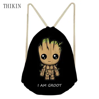 

THIKIN Small Gym Drawstring Bag Men 3D Anime Groot Print Male Sport Fitness Reusable Hiking Backpack Cinch Sack Storage Bag