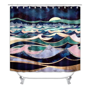 

Shower Curtain, Bathroom Curtains Accessories-Moon on Hills, Animation Style,Decorations