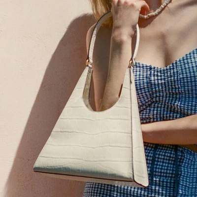Beige Индивидуальная Ретро Ins модная треугольная Подмышечная сумка на одно плечо женская новая сумка с тиснением под крокодила - Цвет: Beige