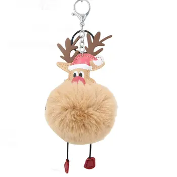 

Plush Santa Hair Ball Keychain Pendant Christmas Elk Fur Ball Bag Reindeer Gift Pendant Electroplating Pendant