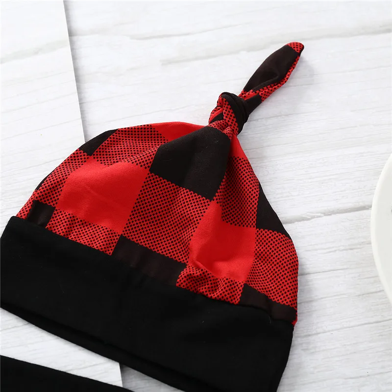 4pcs Autumn Children Baby Boy Cotton Red Black Plaid Cool Little Man Clothing Set Infantial Long Pants Baby Spring Clothes Set
