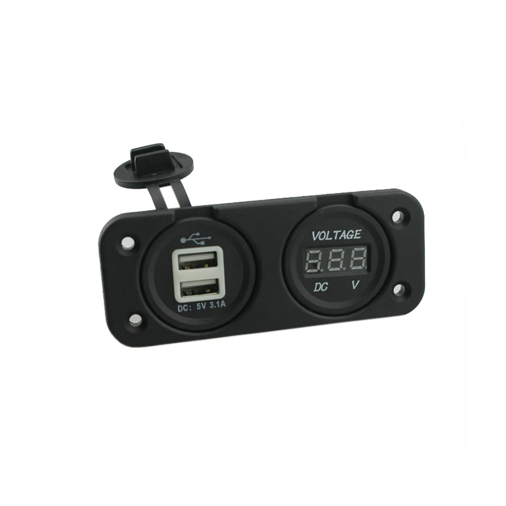 DIY 12~ 24V Водонепроницаемый для автомобилей и мотоциклов, двойной Зарядное устройство 3.1A вольтметр 2-Порты и разъёмы USB Мощность розетка с защитой штекеров