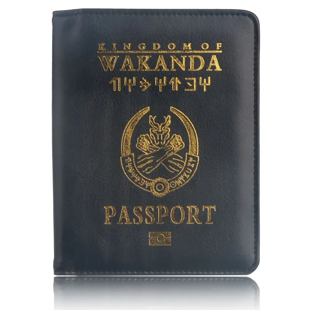 TRASSORY RFID Блокировка Wakanda Forever Panther черный Marvel's The Avengers кожаный дорожный Держатель для паспорта Обложка держатель сумка - Цвет: Black