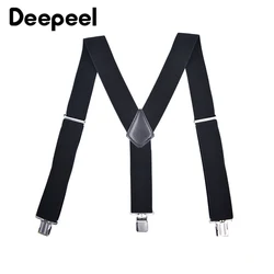 Deepeel 1pc 5*120cm Men Fashion Wide Suspender 3 Clip Metal Hook Buckle Stretch Male Brace Jockstrap Business Pants Accessories