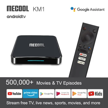 

MECOOL 4GB+64GB Amlogic S905X3 Primary Video TV Box, KM1 Android 9.0 2.4G/5G WiFi 4K BT4.2 Smart TVBox Voice Google Certified