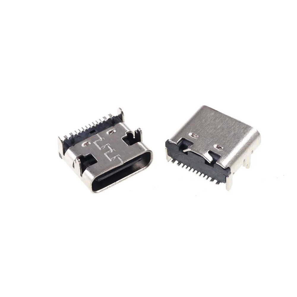 Conector Usb tipo c 100 Conector de 16 Pinos Ângulo Reto Smt Soquete Fêmea Pinos Através de Furos Recetáculo Pcb com 3.1 Peças