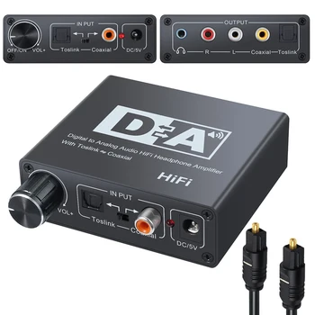

192 Khz Hifi DAC Coaxial Optical Digital To Analog RCA R/L 3.5mm Audio DAC Audio Decoder With Volume Control Portable dac 24bit