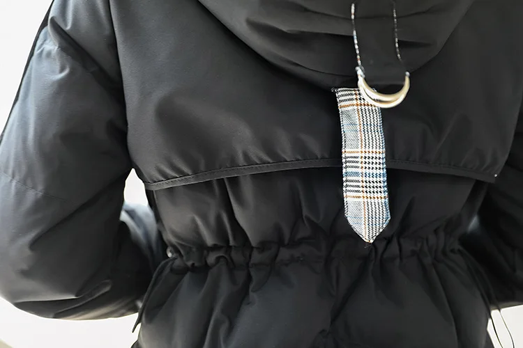 Вне сезона стиль пуховик Женская мода средней длины талии облегающие Slim Fit с капюшоном большой меховой воротник в Корейском стиле-Стиль Coa