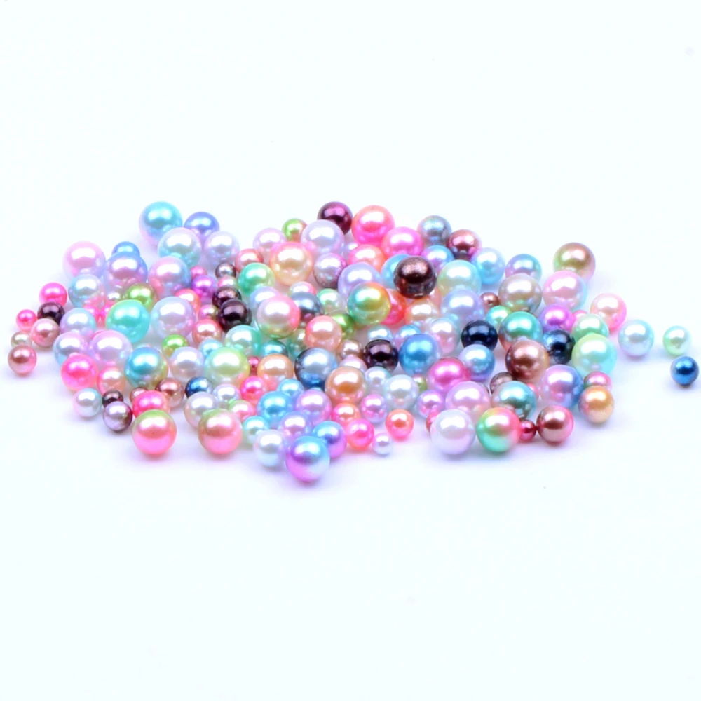 Mixed Sizes 3/4/5/6mm 500pcs No Hole Round Pearls Imitation Pearls RainBow Color Dresses DIY Jewelry Nail Art Decorations