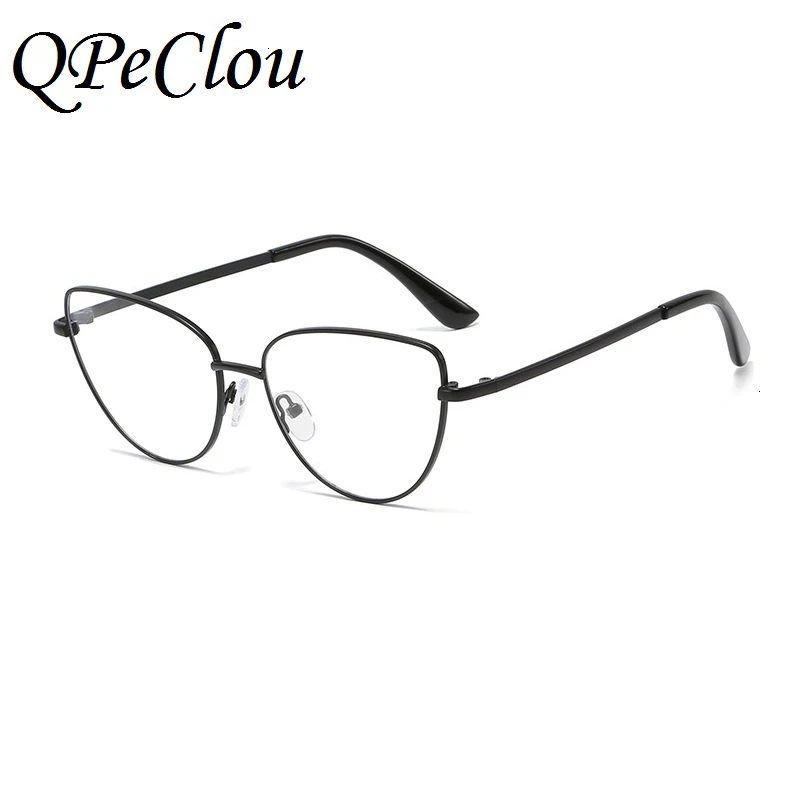 QPeClou, оправа для очков, для женщин, дизайнерская, компьютерная, прозрачная, для очков, для мужчин, кошачий глаз, оправа, Ретро стиль, оправа для очков, Oculos De Grau - Цвет оправы: Black