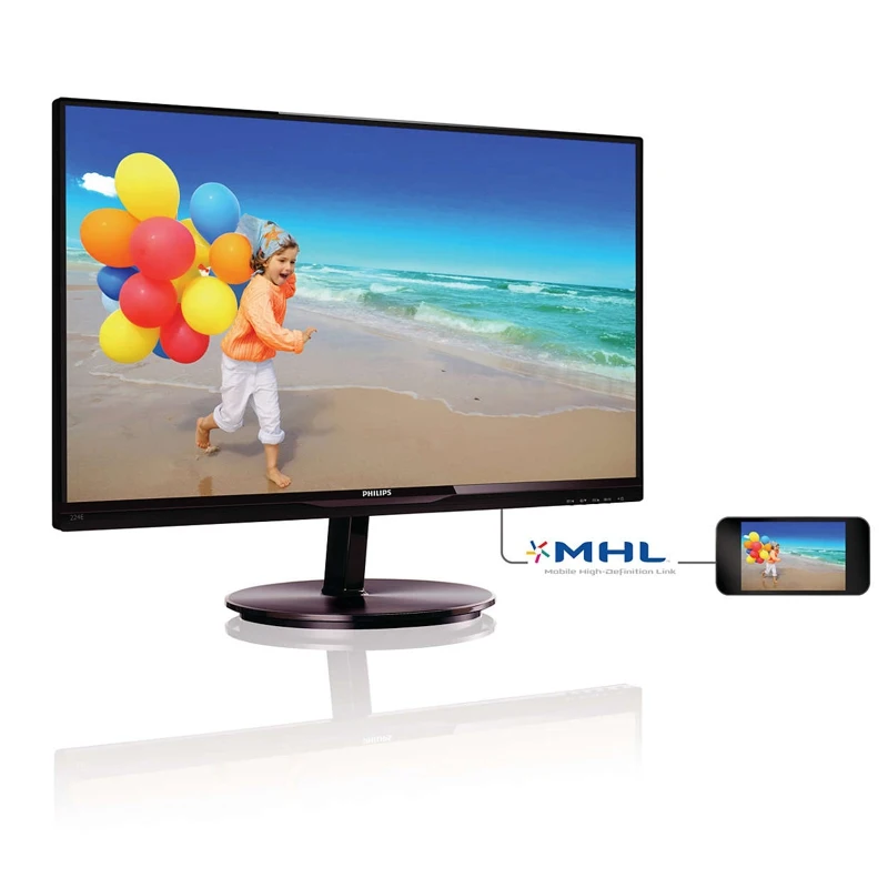 МОНИТОР 21.5" PHILIPS 224E5QHSB/00(01) Black-Cherry(AH-IPS, 1920x1080, 5 ms, 178°/178°, 250 cd/m, 20M:1,+HDMI,+HDMI-MHL