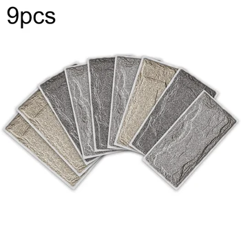 

9pcs Simulation Brick Stone Tile Wall Stickers Home Kitchen Walls Decor Waterproof Wall Mounted Stickers
