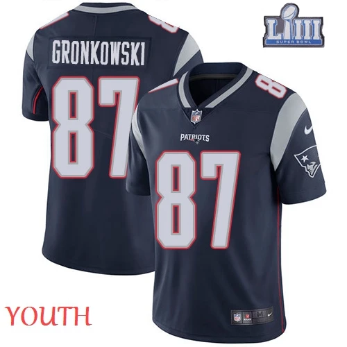 Молодежная Детская Новая Англия Rob Gronkowski Патриоты Super Bowl LIII Bound jersey - Цвет: YOUTH