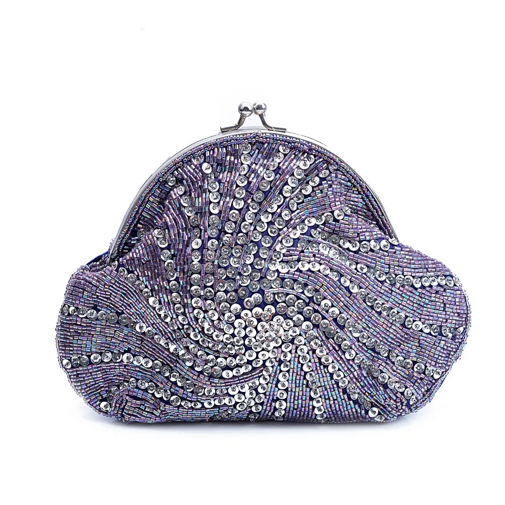 Brand Hand- embroidered Beaded Women Bags Lady Sequined Shoulder Bag Women Party Vintage Handbag Retro Cross body Bag Evening
