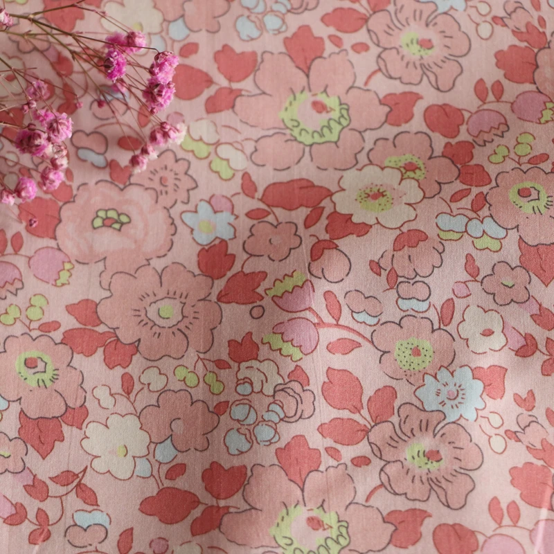 Betsy Orange Powder 80S Tissun liberty Cotton Poplin Fabric For Kids Baby Sewing Cloth Dresses Skirt DIY Printed 0.5M Designer | Дом и сад