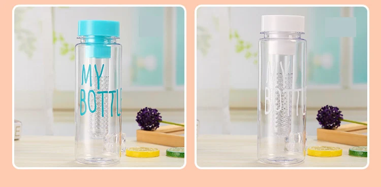750ml Creative Fruit Drink Juice Bottle Plastic Infuser Outdoor Bottle with Filter Leakproof Sport Hiking Camping Water Bottles