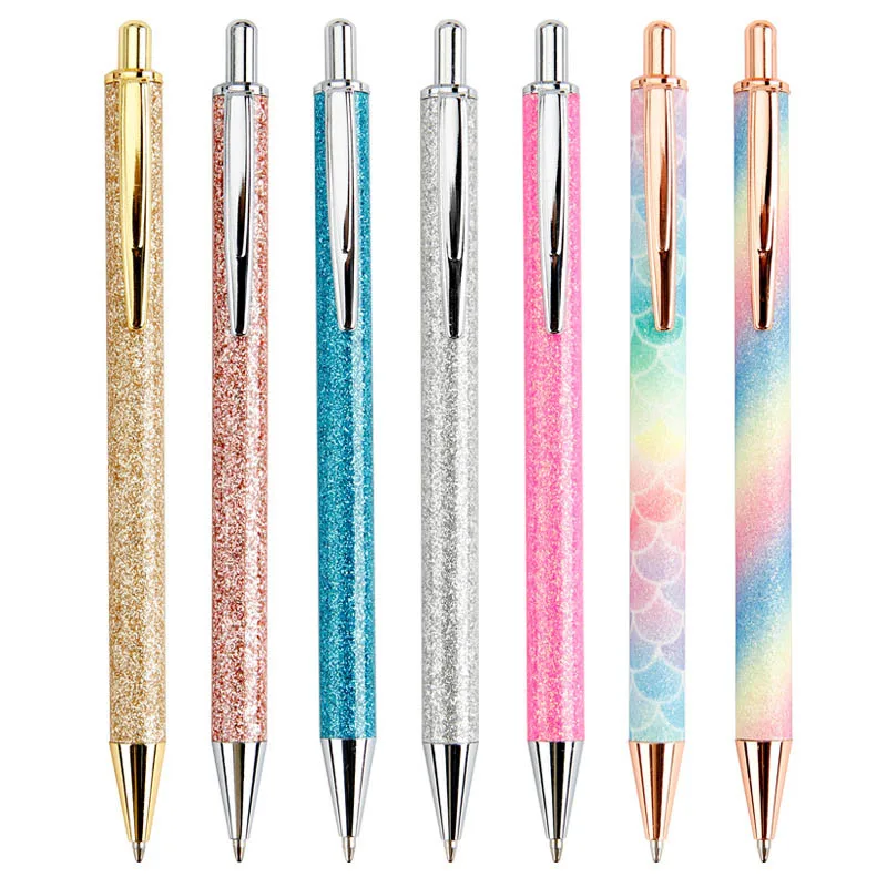 Stylo À Bille Rétractable À Paillettes, En Métal Arc-en-ciel, Pour Fille,  Papeterie Scolaire, De Bureau - Stylos À Bille - AliExpress