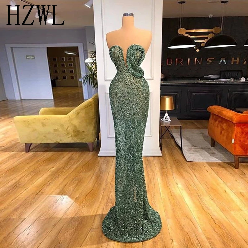 

Charming Special Green Sequins Prom Dresses 2020 Sweetheart Straight Long Formal Evening Party Gown vestido for Special Occasion