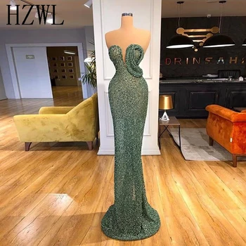 

Charming Special Green Sequins Prom Dresses 2020 Sweetheart Straight Long Formal Evening Party Gown vestido for Special Occasion