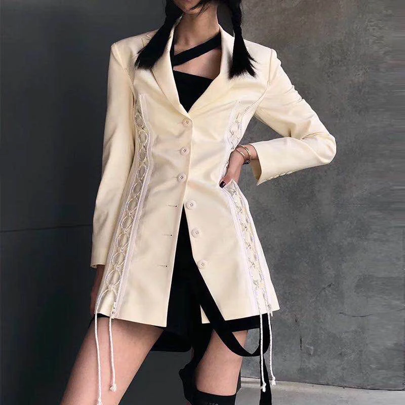 TWOTWINSTYLE Patchwork Cross Bandage Women Dress