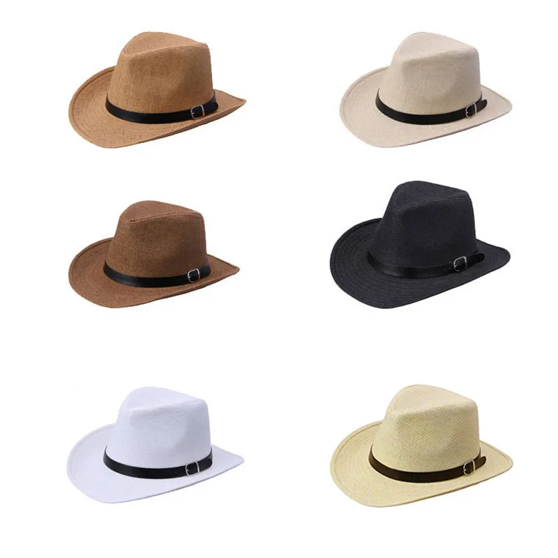 simple Summer Beach Hat Female Casual Panama Hat Lady Men Straw Hats Cowboy cap