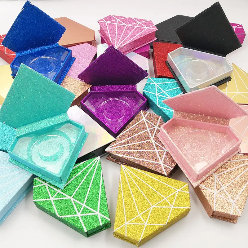 

Iflovedekd wholesale private label 1 pcs Diamond box Create your own brand eyelashes packaging box mink eyelashes