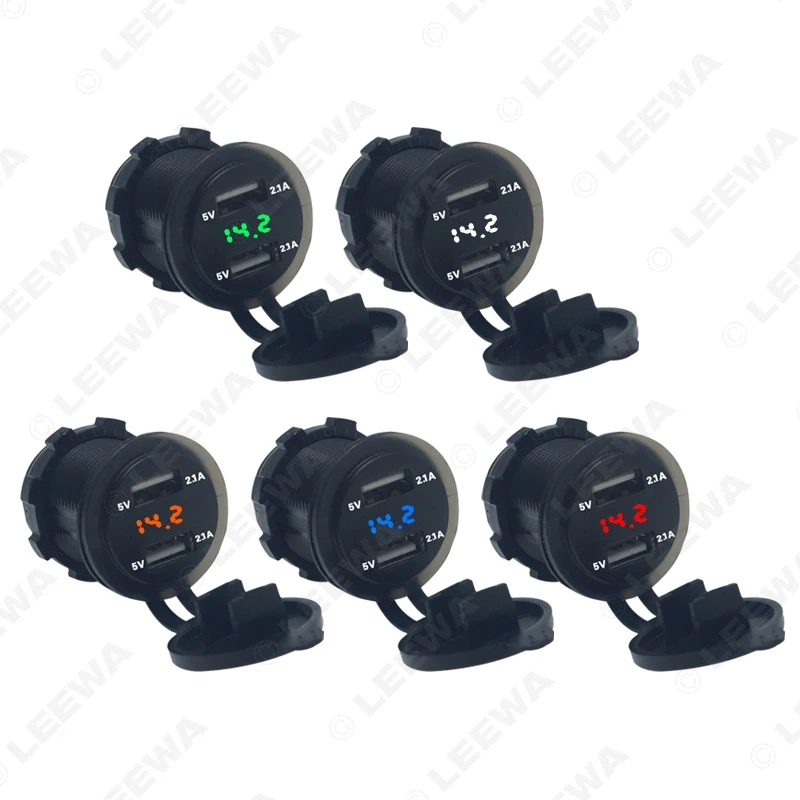 MOTOBOTS 10 комплектов автомобиля 2.1A/2.1A двойной USB зарядное устройство переходник под розетку автомобильный прикуриватель с светодиодный цифровой дисплей Вольтметр
