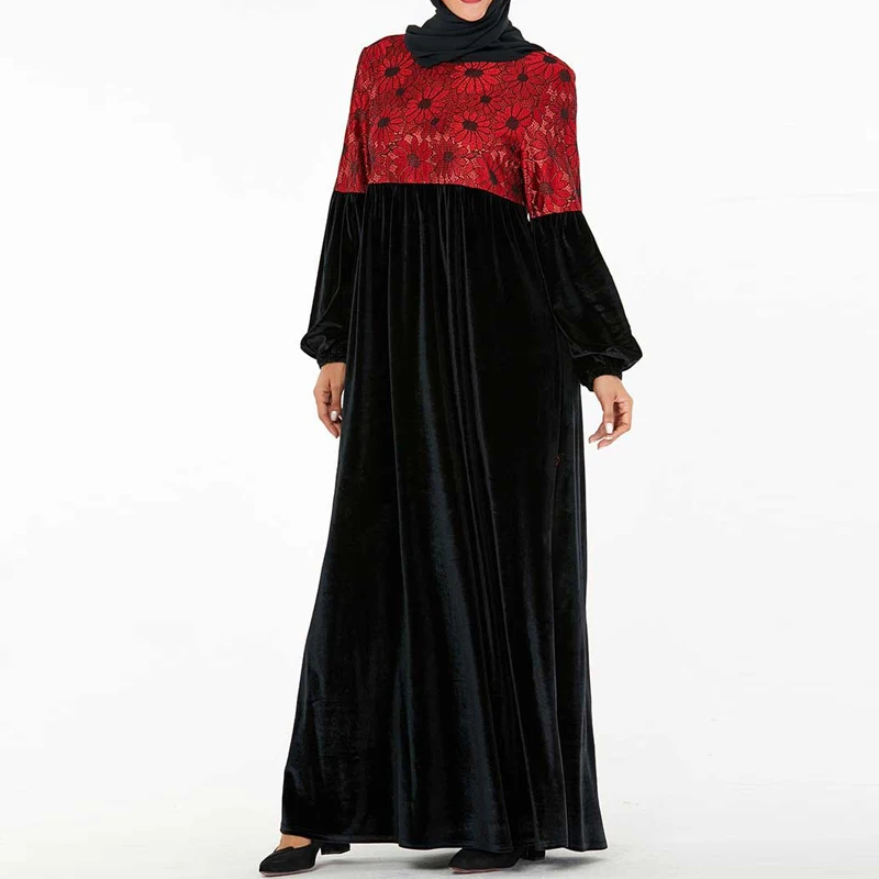 black dress Бархат Абая Хиджаб мусульманское платье турецкие платья Исламская одежда, Дубай Абая для женщин Кафтан марокканский кафтан халат Musulman - Цвет: black dress