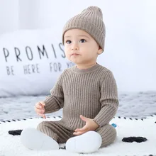 Ensemble tricoté avec chapeau pour bébé, vêtements d'hiver et d'automne, 3 pièces 
