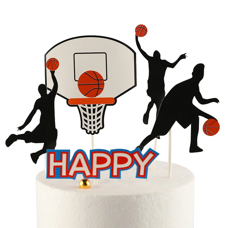 New5pcsBasketballHappyBirthdayCakeTopperSetSlamDunkSports
