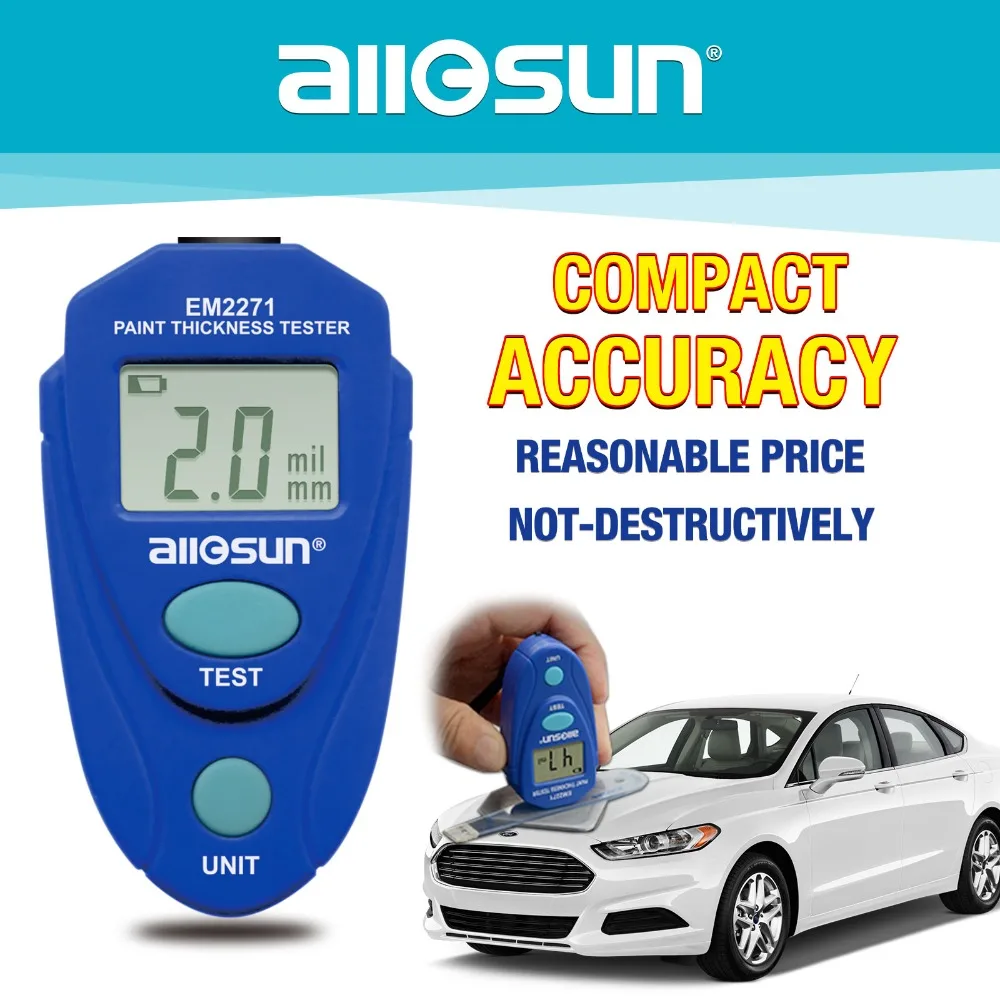 Мини толщиномер all sun EM2271/EM2271A цифровой автомобильный измеритель толщины покрытия|digital thickness|car thicknessthickness meter |