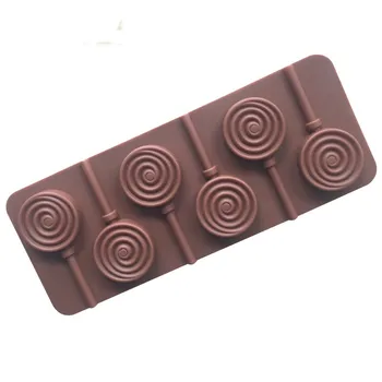 

6 even doughnut silicone lollipop mold DIY baking mold with rod, reusable silica gel baking mold.
