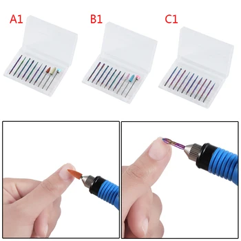 

10pc Nail Art Grinding Drill Bits Electric Manicure Machine Diamond Bullet Bit Tungsten steel alloy