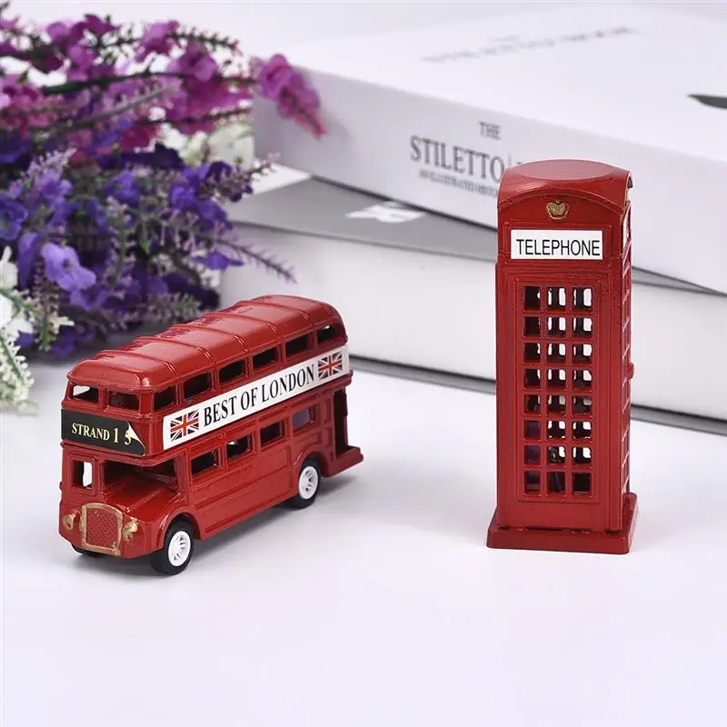 

Stationery Iron Ornaments For Kids Souvenir Gift Decoration Creative London Bus Telephone Booth Model Pencil Sharpener