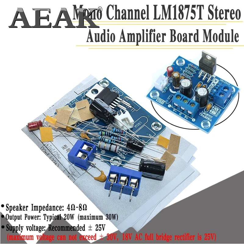 

AEAK LM1875T 30W amplifier board mono boom level power speaker power amplifier PCB production DIY kit LM1875