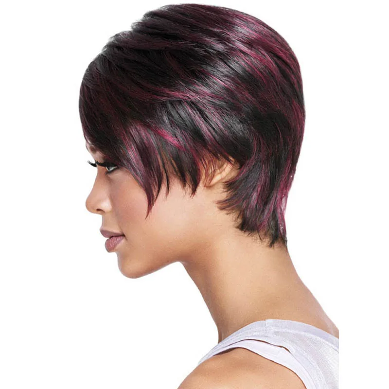 

Fashion women Hair styling accessories Short Straight Heat Resistant Synthetic Fiber Wig Haircut with Hairnet Cosplay Party Tool