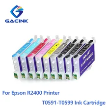 Cartucho de tinta para epson stylus foto r2400, recarregável, com chips arc chips t0591-t0599, 9 cores