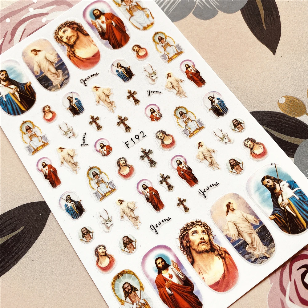 Full sticker beauty Cartoon Jesus series 3D Back glue Nail decal Nail sticker Nail decoration