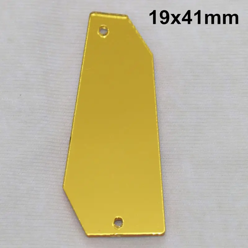 Золотое акриловое зеркало пришивные стразы DIY Flatback зеркальные акриловые пришивные стразы с отверстиями для шитья - Цвет: A18-19x41